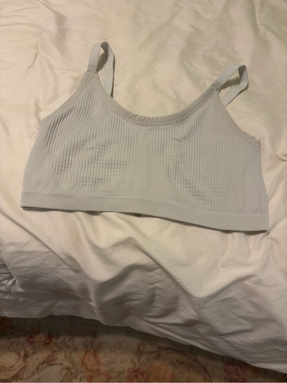 Anne Klein Light Gray Ribbed Seamless Bralette